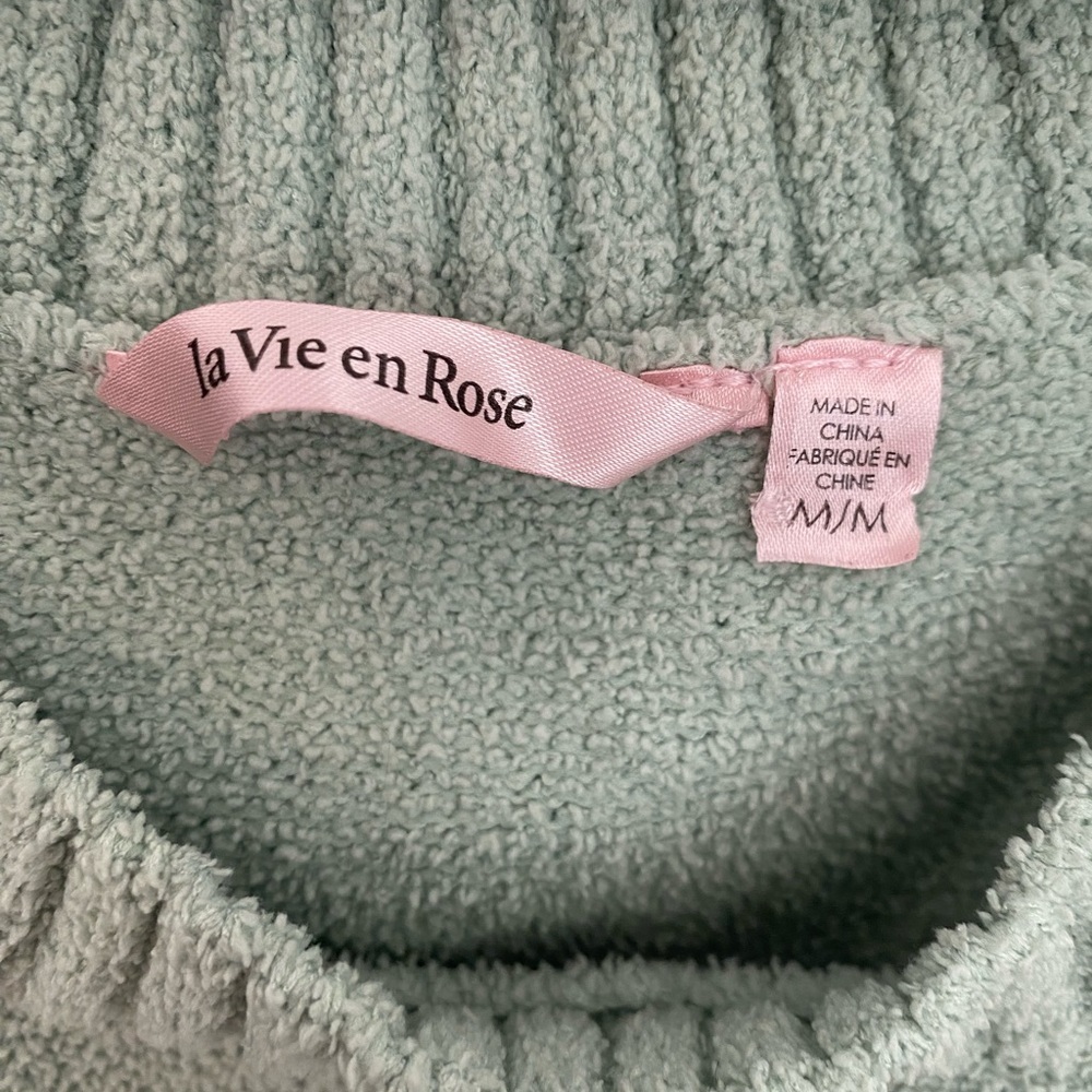 La Vie En Rose Sage Green Terry Crop Tank Medium Soft Lounge Top - Picture 3 of 7